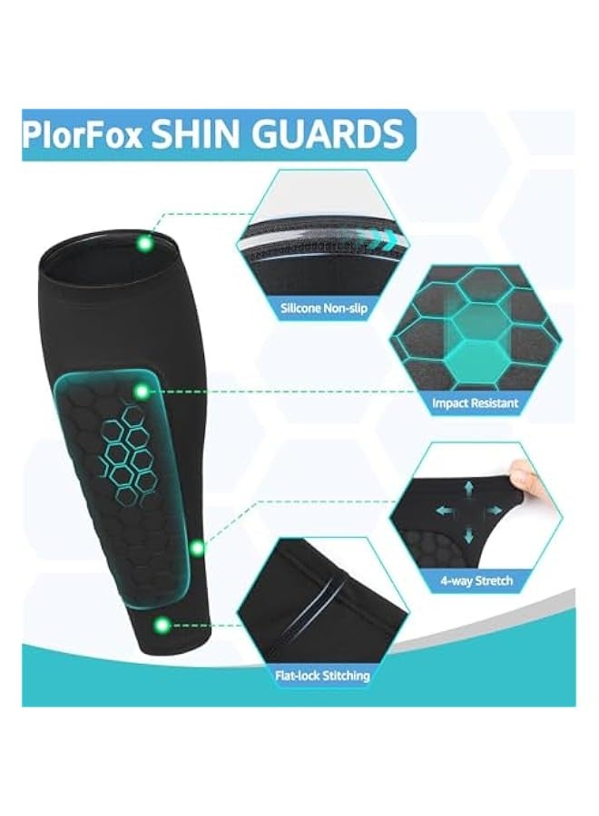 TRASSLE Soccer Shin Guards Shin Pads for Kids Youth Adult, Calf Compression Sleeve with Honeycomb Pads, Support for Shin Splint Baseball Boxing Kickboxing MTB, Lightweight  - Image 3