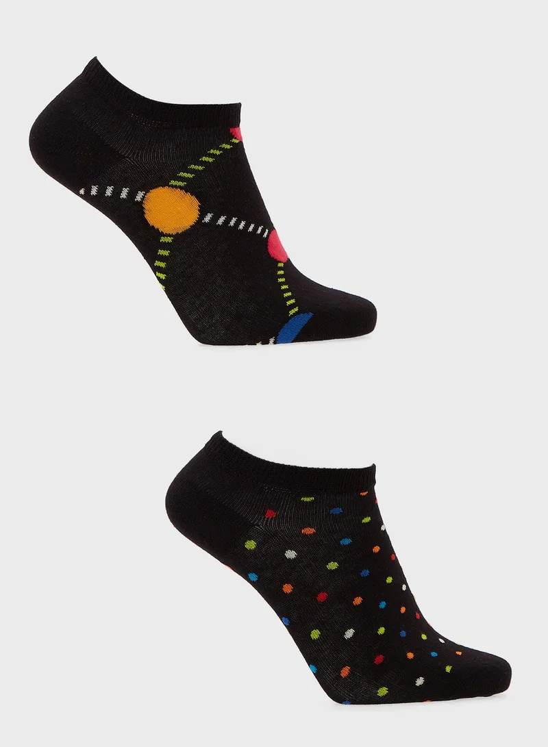 Happy Socks 2 Pack Mini Dot Ankle Socks
