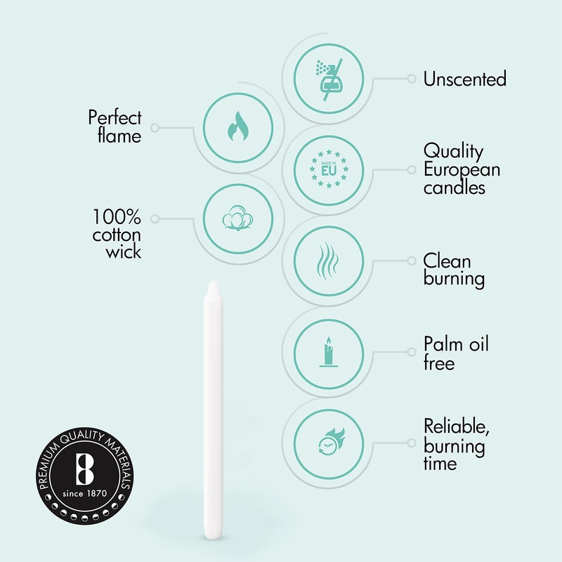 BOLSIUS BOLSIUS White Candlesticks Bulk Pack 50 Count - Unscented Dripless 11.5 Inch Household & Dinner Candle Set - 12+ Burn Hours - Premium European Quality - Consistent Smokeless Flame - 100% Cotton Wick  - Image 3