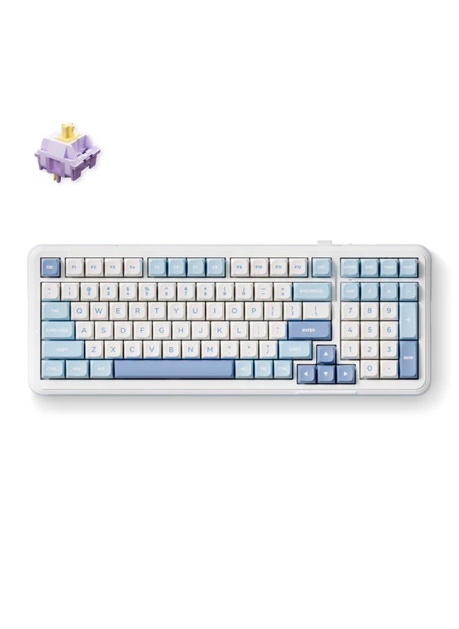 MCHOSE - K99 99% Layout Wireless Gasket Mount Mechanical Keyboard, Sky Blue, Hyacinth Switch, Hot-Swappable, RGB Wraparound South-Facing LED, 6000mAh Battery, Tri-Mode Connectivity (2.4GHz/BT/Wired), MDA Front Engraved Keycaps, Anodized Backplate, Per-Key Flex-Cut PCB, N-Key Rollover, PBT Keycaps, Windows/MacOS/Linux Compatible | K99-1A - Image 1
