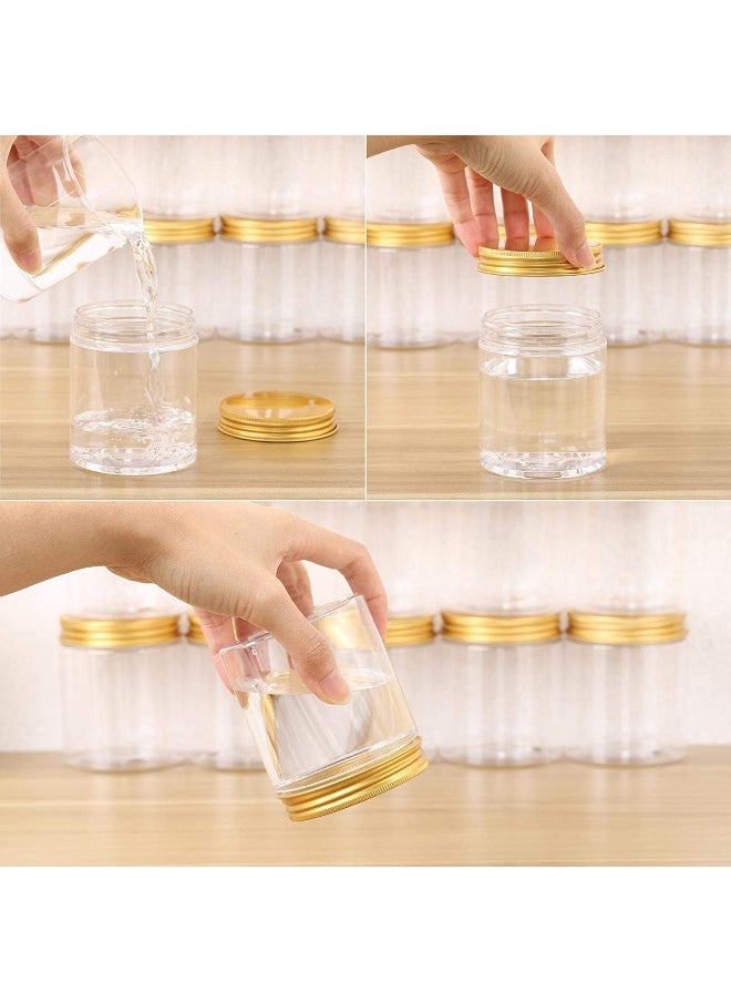 AL MADINA Al Madina 12 Pieces 450 ml Empty Bottle Refillable Clear Plastic Jars with Gold Lids  - Image 4