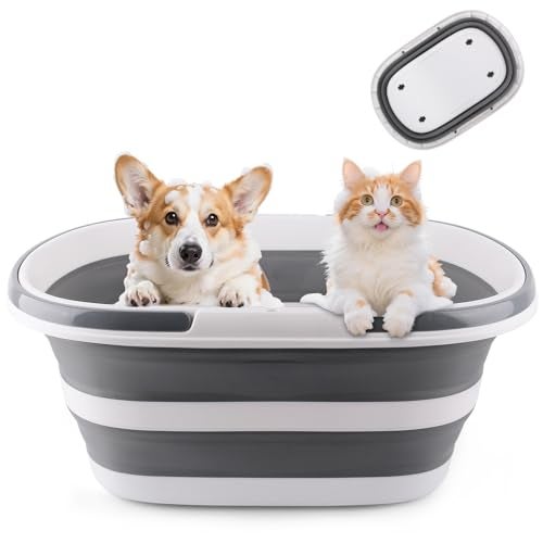 BIDFUL Extra Large Collapsible Bucket 35L Mop Bucket With Handles Wheels Plastic Wash Basin Pet Bath Tub for Puppy Dogs Cats Folding Laundry Basket Clothes Storage Organizer RV Outdoor Camping Essentials - Image 1