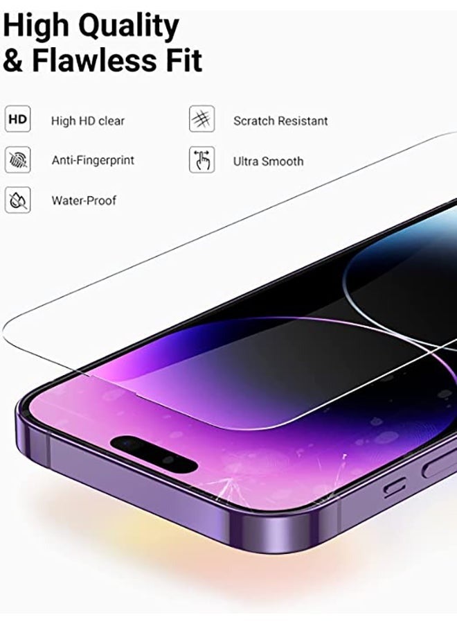 Captaintech 2 Pack iPhone 14 Pro Max Screen Protector 6.7 Inch with Alignment Frame Easy Installation Bubble Free HD Clear Scratch Resistant Anti-Fingerprint Tempered Glass Film Full Screen Coverage Clear - Image 2