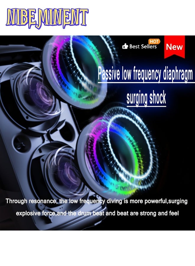 NIBEMINENT Wireless Subwoofer Speaker with 2 Microphones - Large Powerful Sound System, Stereo Speaker, Outdoor Wireless Speaker, Party Disco Lights, LED Ambient Lights, TWS, TF, AUX, MIC, Party Sound System, Outdoor Sound System, Modern Sound System - Image 4