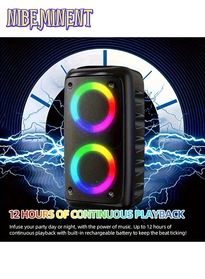NIBEMINENT Wireless Subwoofer Speaker with 2 Microphones - Large Powerful Sound System, Stereo Speaker, Outdoor Wireless Speaker, Party Disco Lights, LED Ambient Lights, TWS, TF, AUX, MIC, Party Sound System, Outdoor Sound System, Modern Sound System - Image 5