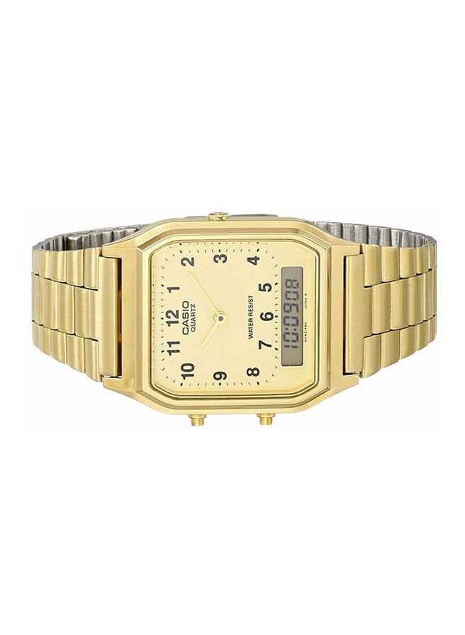 كاسيو ساعة يد رقمية وبعقارب بسوار من الإستانلس ستيل طراز AQ-230GA-9B - قياس 39 مم - لون ذهبي رجال - Image 3