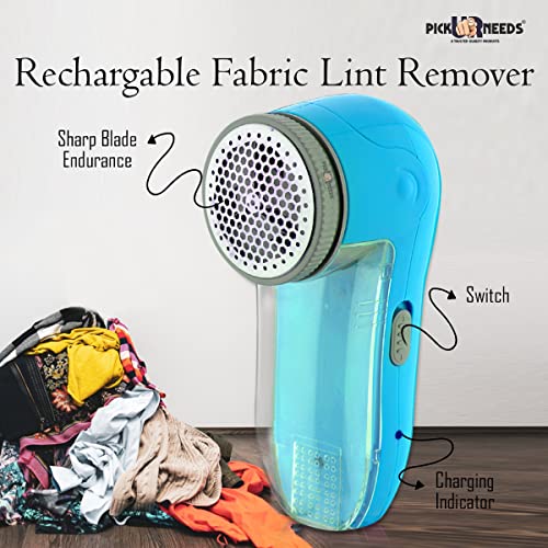 Pick Ur Needs Plastic Lint Remover for Clotheswith Rechargeable USB Charging Cord, Ball Shaver with 1 Extra Floating Blade, No More Lint (Blue) - Image 3