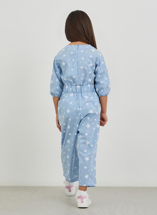 ستايلي جمبسوت بأكمام بالون وطيات بطبعات شاملة - Image 5