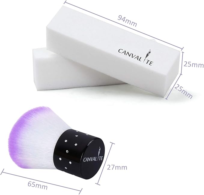 Canvalite 10Pcs White Nail Buffer Block with Nail Brush 120 Grit Professional Salon Nail Buffer Block for Gel Nails - Image 2