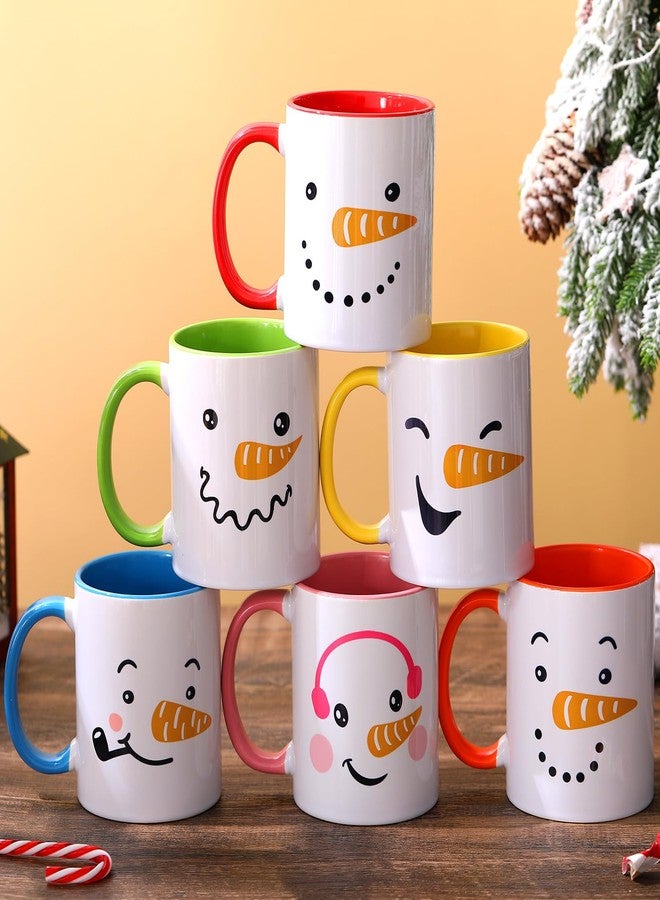 Sliner 11 oz Christmas Coffee Mug Set in 6 Funny Christmas Themed Designs, Novelty Holiday Party Cups for Table Decorations, Xmas White Elephant Gifts for Women Men Christmas Gift(Snowman Face) - Image 1