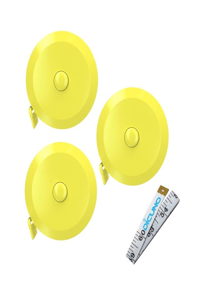DiCUNO 60-Inch 1.5 Meter Soft and Retractable Tape Body Tailor Sewing Craft Cloth Dieting Measuring Tape (3 Pcs of Yellow with Soft Tape) - Image 1