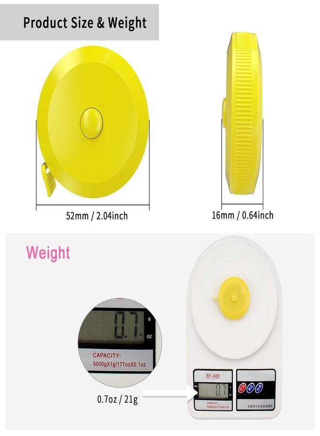 DiCUNO 60-Inch 1.5 Meter Soft and Retractable Tape Body Tailor Sewing Craft Cloth Dieting Measuring Tape (3 Pcs of Yellow with Soft Tape) - Image 2