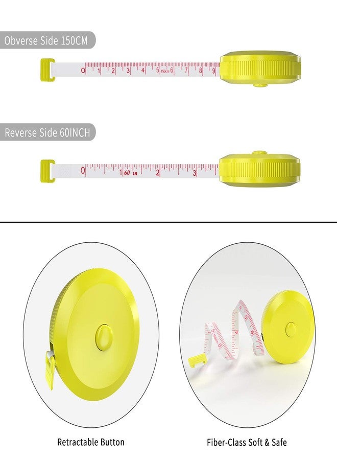 DiCUNO 60-Inch 1.5 Meter Soft and Retractable Tape Body Tailor Sewing Craft Cloth Dieting Measuring Tape (3 Pcs of Yellow with Soft Tape) - Image 3