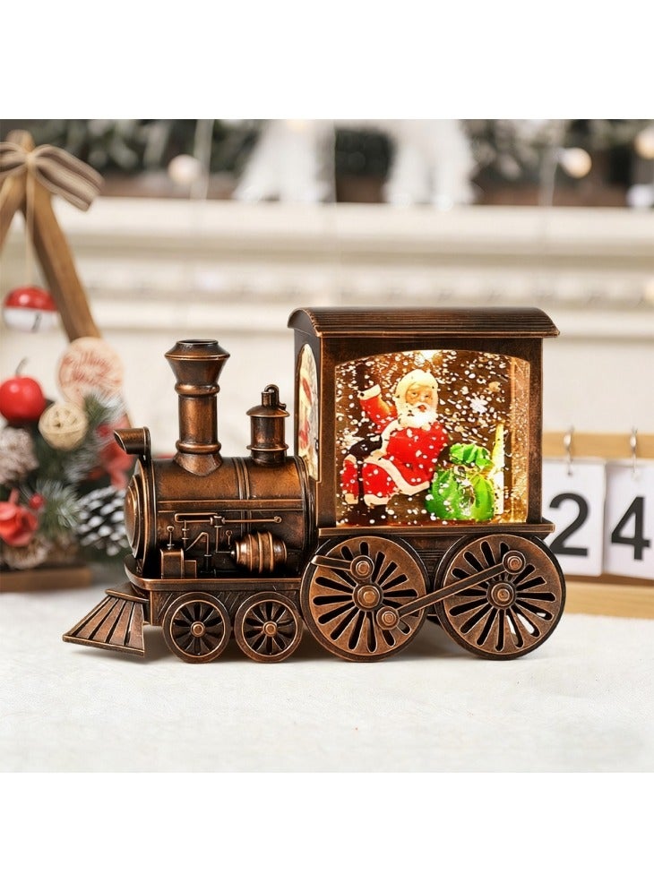 GGEROU فانوس ماء على شكل قطار كريسمس مع كرة ثلجية تتلألأ بالماء وفانوس مضيء لزينة عيد الميلاد لتزيين المنزل هدايا زخرفية (سانتا) - Image 2