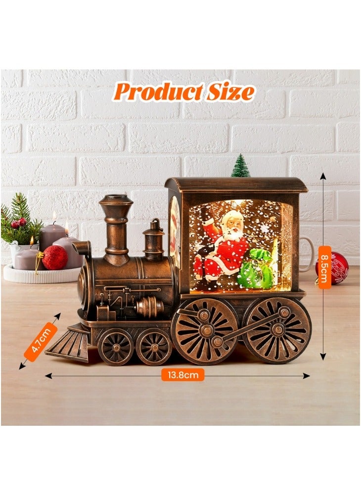 GGEROU فانوس ماء على شكل قطار كريسمس مع كرة ثلجية تتلألأ بالماء وفانوس مضيء لزينة عيد الميلاد لتزيين المنزل هدايا زخرفية (سانتا) - Image 4