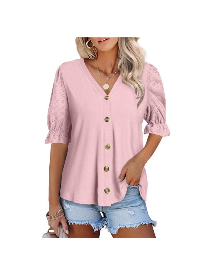 VUELO Summer Europe And The United States New Women's Hollow Sleeve Knitted Cardigan Button V-neck T-shirt Jacket - Image 4