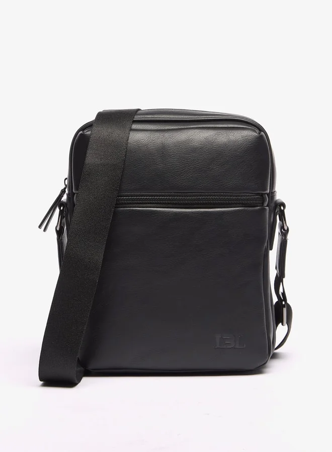 LBL by Shoexpress Men's Solid Crossbody Bag With Zip Closure and Adjustable Strap