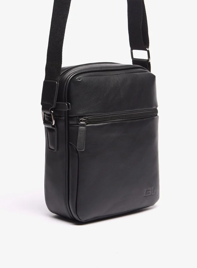 LBL by Shoexpress Men's Solid Crossbody Bag With Zip Closure and Adjustable Strap