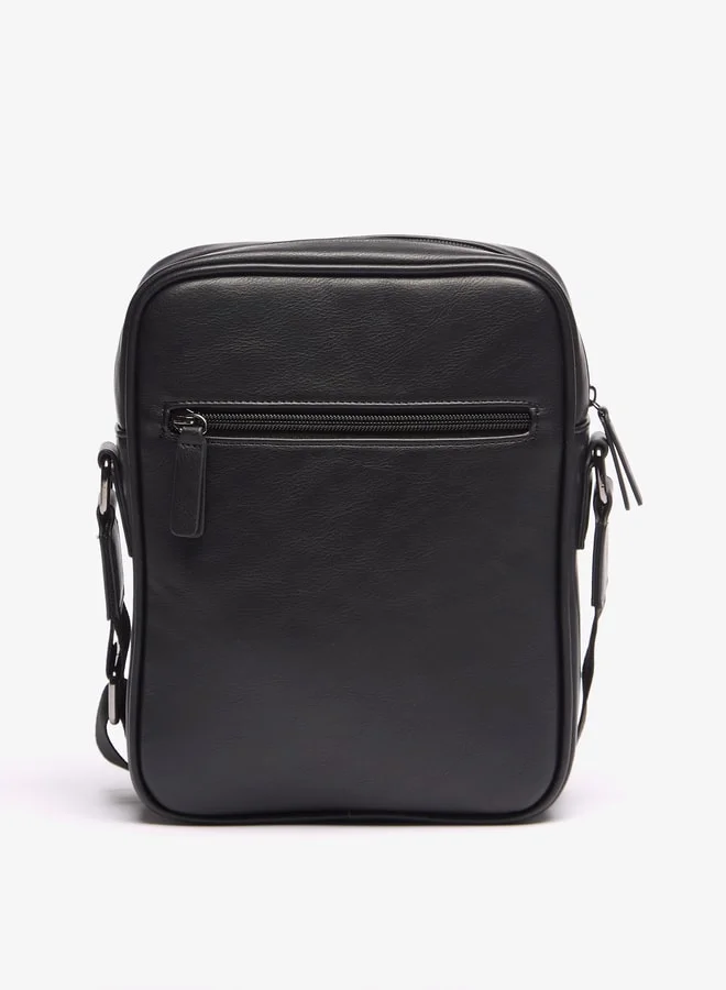 LBL by Shoexpress Men's Solid Crossbody Bag With Zip Closure and Adjustable Strap