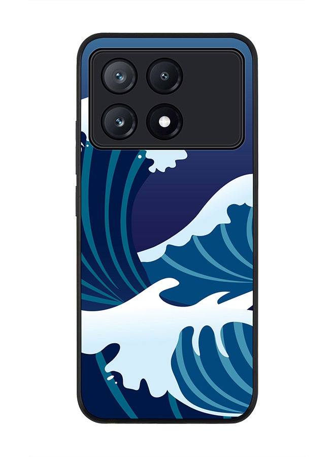 Stylizedd Rugged Black Edge Case for Xiaomi Poco X6 Pro, Slim fit Soft Case Flexible Rubber Edges Anti Drop TPU Gel Thin Cover -  Japanese Sea - Image 1