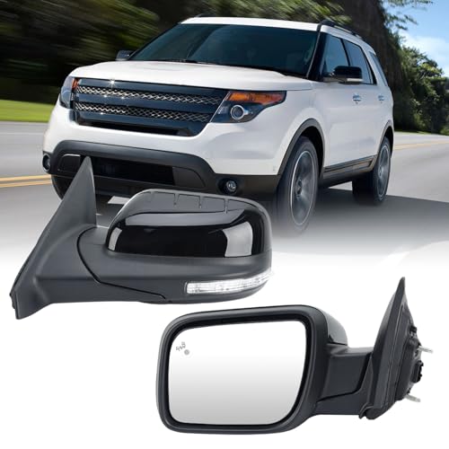 MOFOAP Left Driver Side Door Mirror Compatible with Ford Explorer 20112015 Mirrors with Power Glass Heated with Turn Signal Light Puddle Lamp Blind Spot Detection Textured Black 9 Pins - Image 1