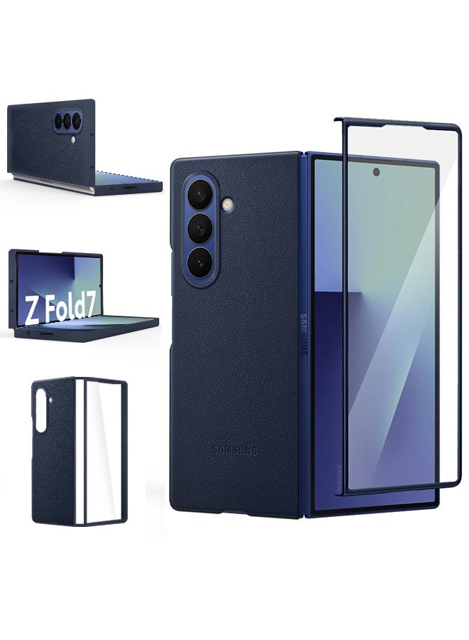 CATANES Leather Case Cover for Samsung Galaxy Z Fold 7, Kindsuit Case Slim and sleek - Dark Blue  - Image 2