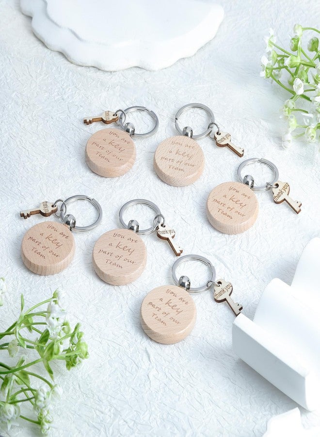 Fullrainbow Employee Appreciation Gifts Bluk,Wooden Thank You Keychains with Key Design, Set of 10 with Organza Bags (Wodden Round, Silver) - Image 4