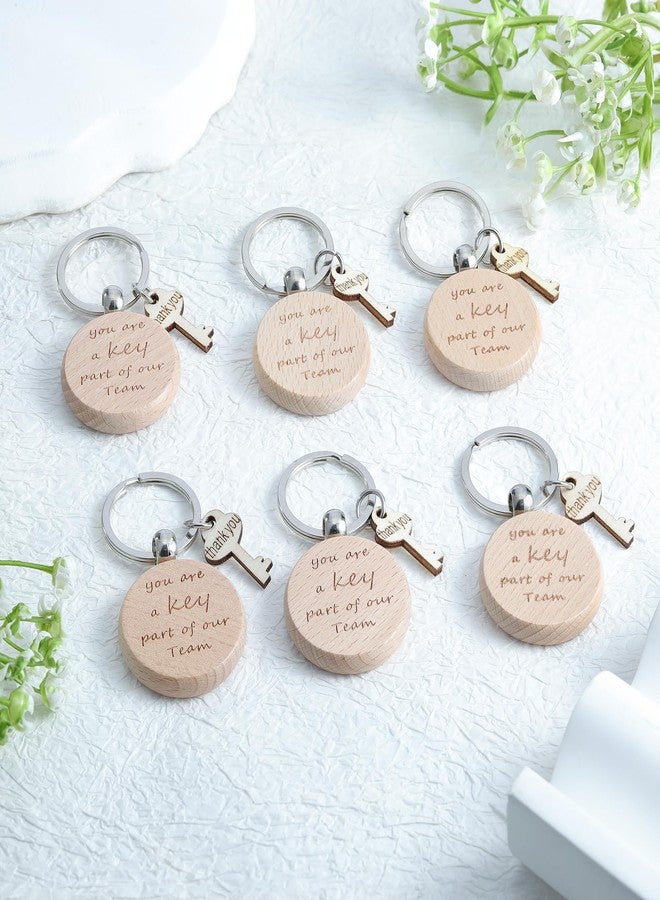 Fullrainbow Employee Appreciation Gifts Bluk,Wooden Thank You Keychains with Key Design, Set of 10 with Organza Bags (Wodden Round, Silver) - Image 3