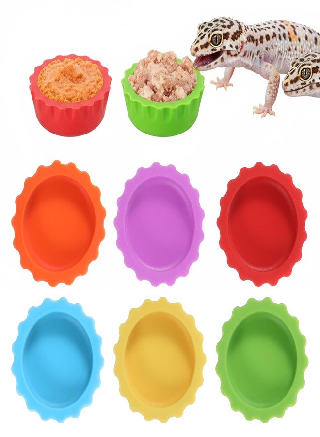 KFHENSOMR 12 Pack Crested Gecko Food and Water Bowl, Reusable Reptile Food Dish, Silicone Colorful Water Bowl Gecko Tank Accessories for Tortoise, Crab,Tarantula, Lizard - Image 1