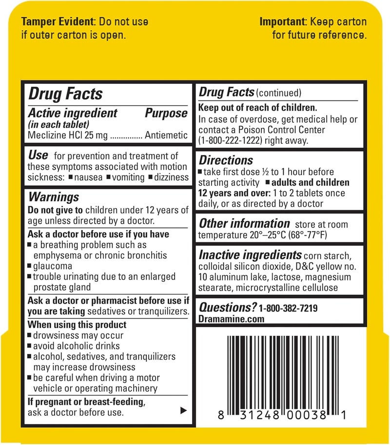 Dramamine Motion Sickness Relief  All Day Less Drowsy 16 Count - Image 2