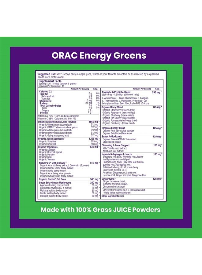 Paradise Herbs ORAC Energy Greens Extract, Organic Grass Juice Powder, Non GMO, Gluten Free, Keto, Paleo, Vegan, 15 Servings - Image 2