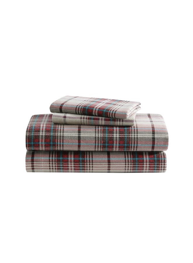Eddie Bauer Eddie Bauer Mont Lake Plaid Flannel Sheet Set, Red, Full - Image 1