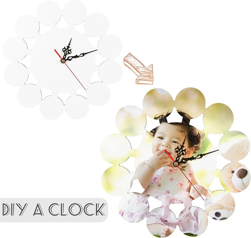 Garneck Sublimation DIY Wall Clock Blank Round MDF Retro Vintage Gear Design Heat Transfer Craft Clock for Living Room Decoration Silent Non-Ticking No Battery - Image 3