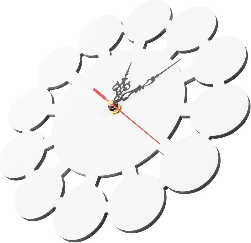 Garneck Sublimation DIY Wall Clock Blank Round MDF Retro Vintage Gear Design Heat Transfer Craft Clock for Living Room Decoration Silent Non-Ticking No Battery - Image 1