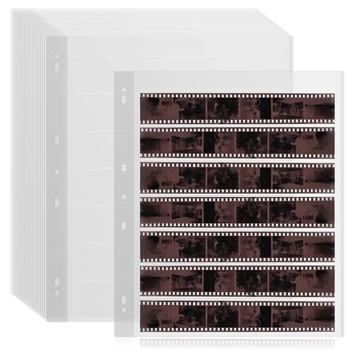 KDIMSY 50 Pcs 35mm Film Negative Sleeves Film Negative Storage Album 35mm Size Negative Pages Holds Seven Strips of Six Frames Help You Collect and Organize Film - Image 1