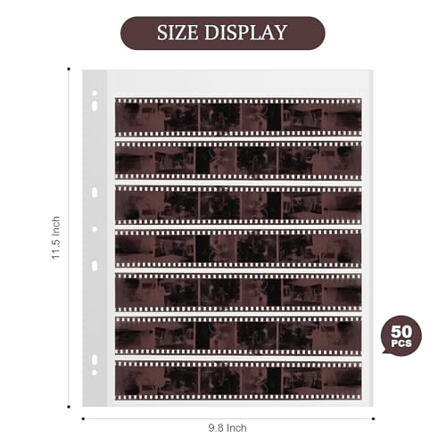KDIMSY 50 Pcs 35mm Film Negative Sleeves Film Negative Storage Album 35mm Size Negative Pages Holds Seven Strips of Six Frames Help You Collect and Organize Film - Image 2