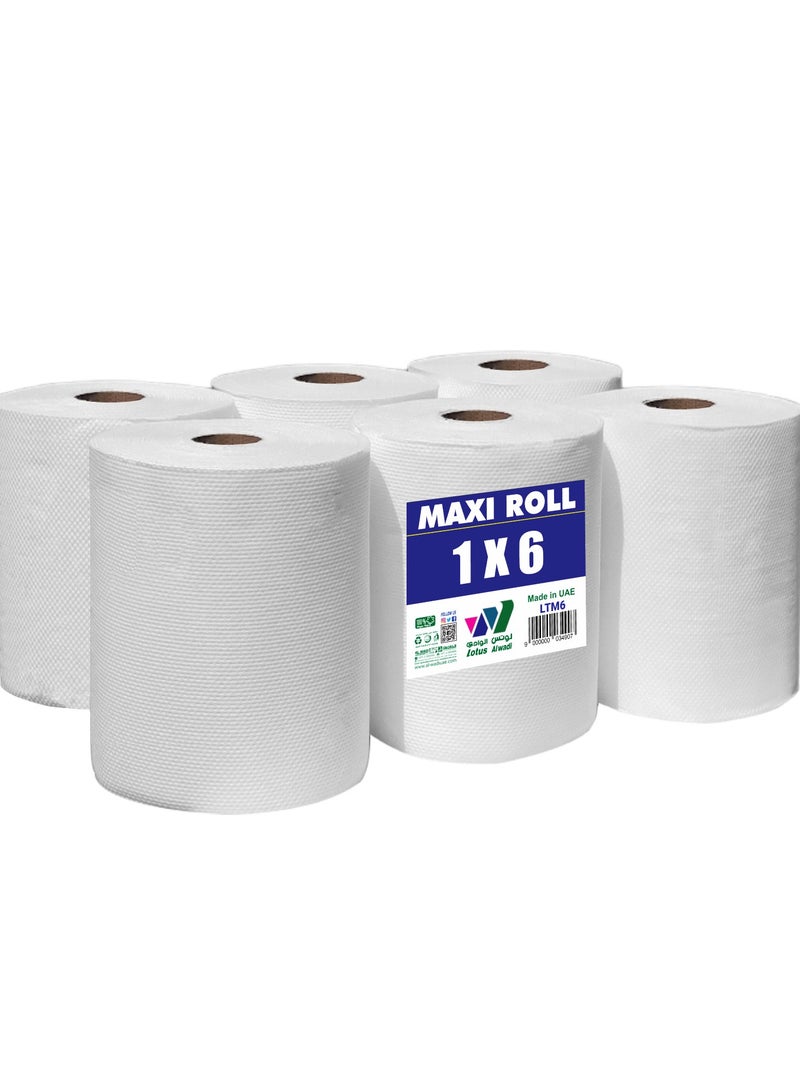 Lotus Alwadi Multi-Surface Maxi Roll & Kitchen towel tissue, Lotus Alwadi, Size - 6 Super Rolls - 450 Sheets Per Roll (600 Grams each) - Image 4