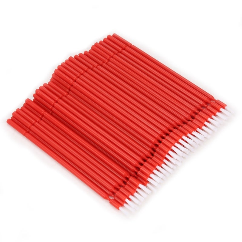 100 Pcs Dental Disposable Micro Applicator Brush Bendable Sticks (Red) - Image 3