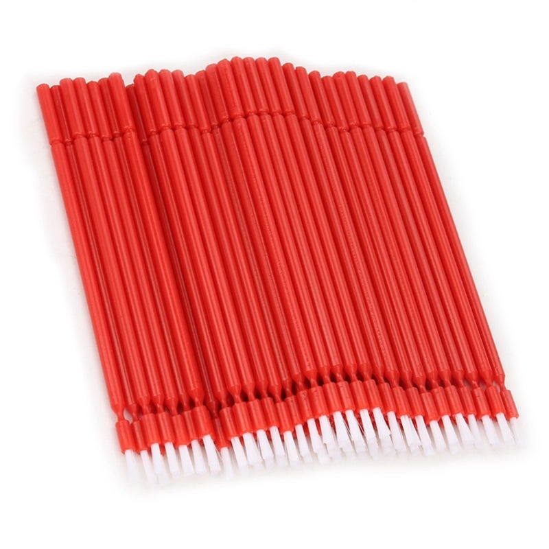 100 Pcs Dental Disposable Micro Applicator Brush Bendable Sticks (Red) - Image 5