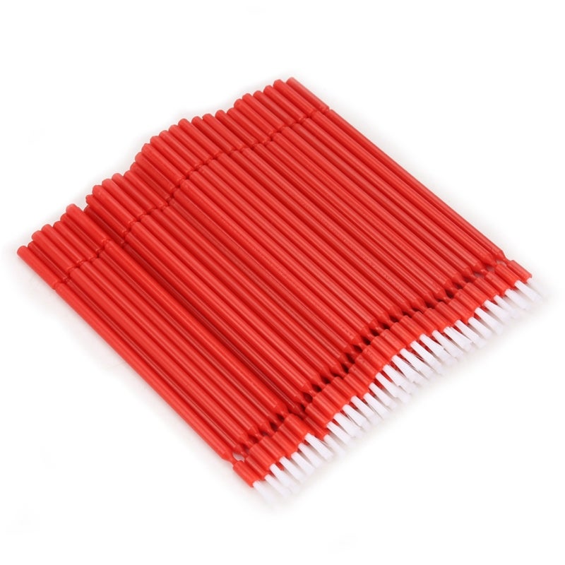 100 Pcs Dental Disposable Micro Applicator Brush Bendable Sticks (Red) - Image 4