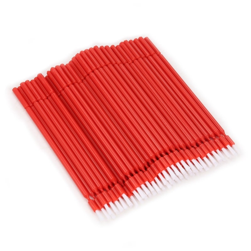 100 Pcs Dental Disposable Micro Applicator Brush Bendable Sticks (Red) - Image 2
