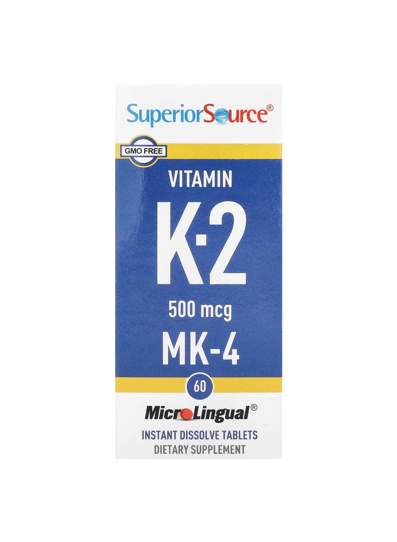 Vitamin K-2, 500 mcg, 60 MicroLingual Instant Dissolve Tablets