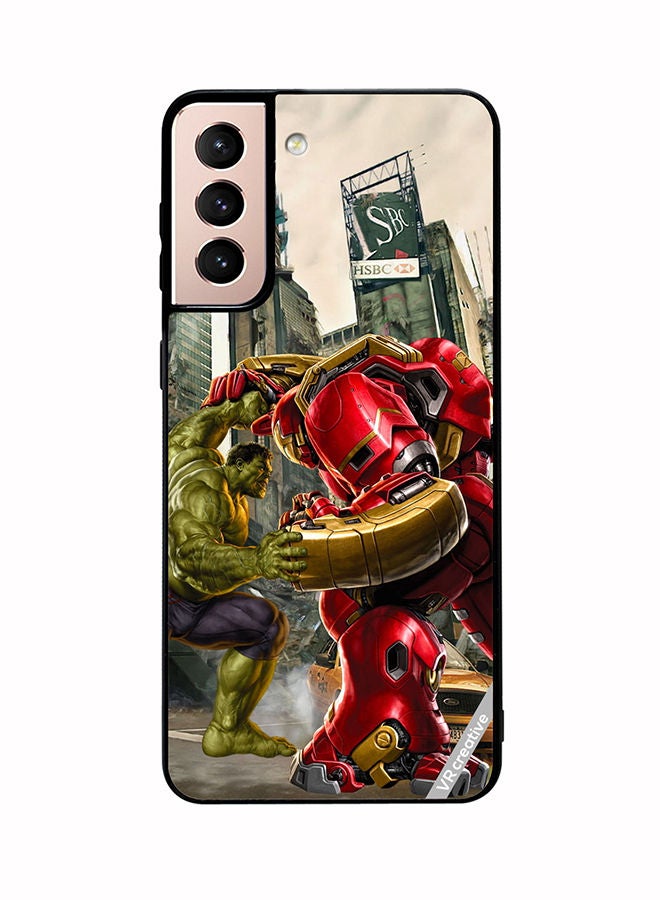 VR CREATIVE Protective Case Cover For Samsung Galaxy S21 5G Hulk Vs Hulkbuster Design Multicolour - Image 1