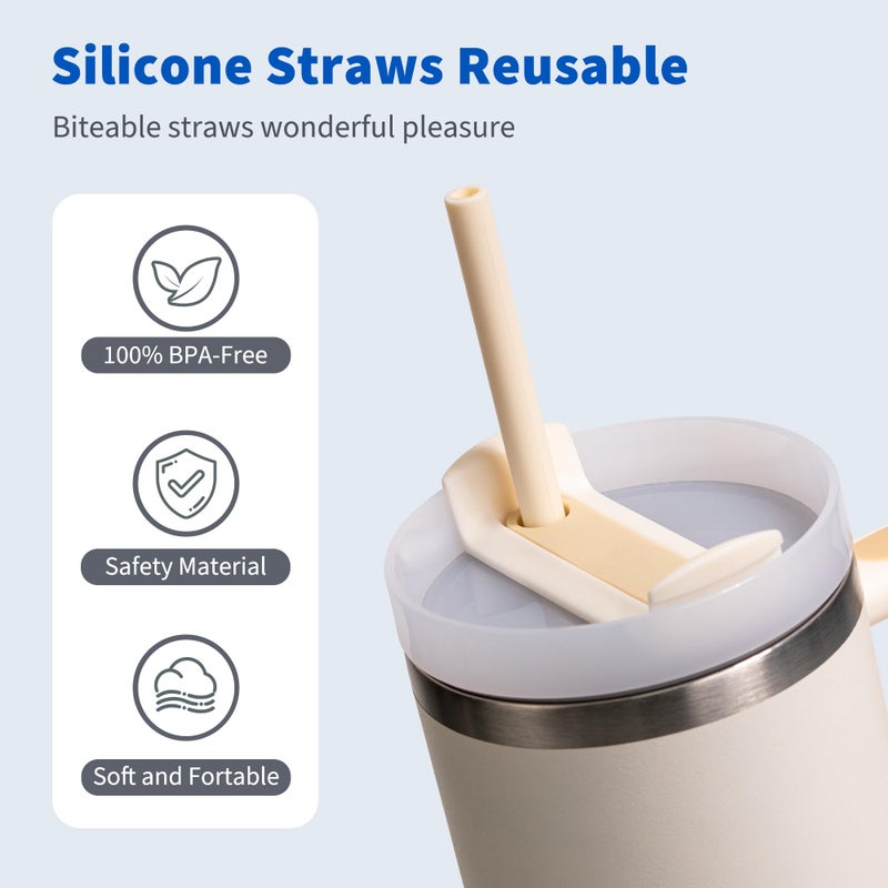 Diumepo 12.2â€ Silicone Straws Reusable for Stanley/Simple Modern/Meoky 30 oz 40 oz Tumbler, 5 Pack Reusable Long Rubber Drinking Straw for 64 oz Water Bottle, Cleaning Brush - Image 4