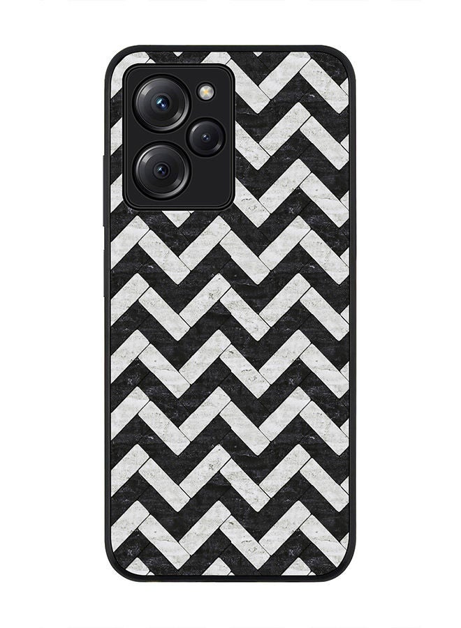 Stylizedd Rugged Black edge case for Poco X5 Pro Slim fit Soft Case Flexible Rubber Edges Anti Drop TPU Gel Thin Cover - Chevron Tiles - Image 1