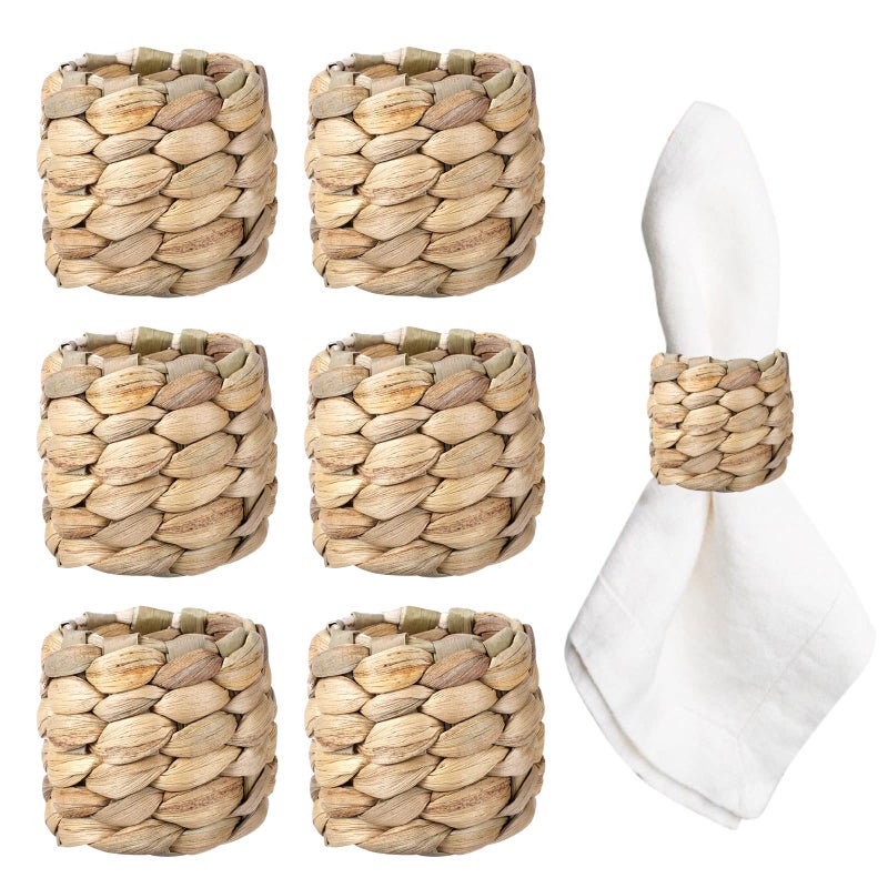 Aptwow Farmhouse Napkin Rings Hand-Woven Napkin Rings For Table Decor Fall Rustic Napkin Rings Napkin Holder Buckles For Holiday Party Easter Birthday Thanksgiving Christmas - Image 1