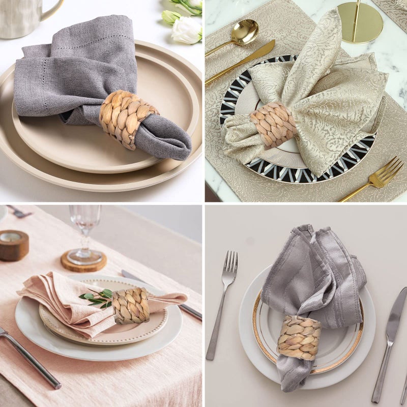 Aptwow Farmhouse Napkin Rings Hand-Woven Napkin Rings For Table Decor Fall Rustic Napkin Rings Napkin Holder Buckles For Holiday Party Easter Birthday Thanksgiving Christmas - Image 5