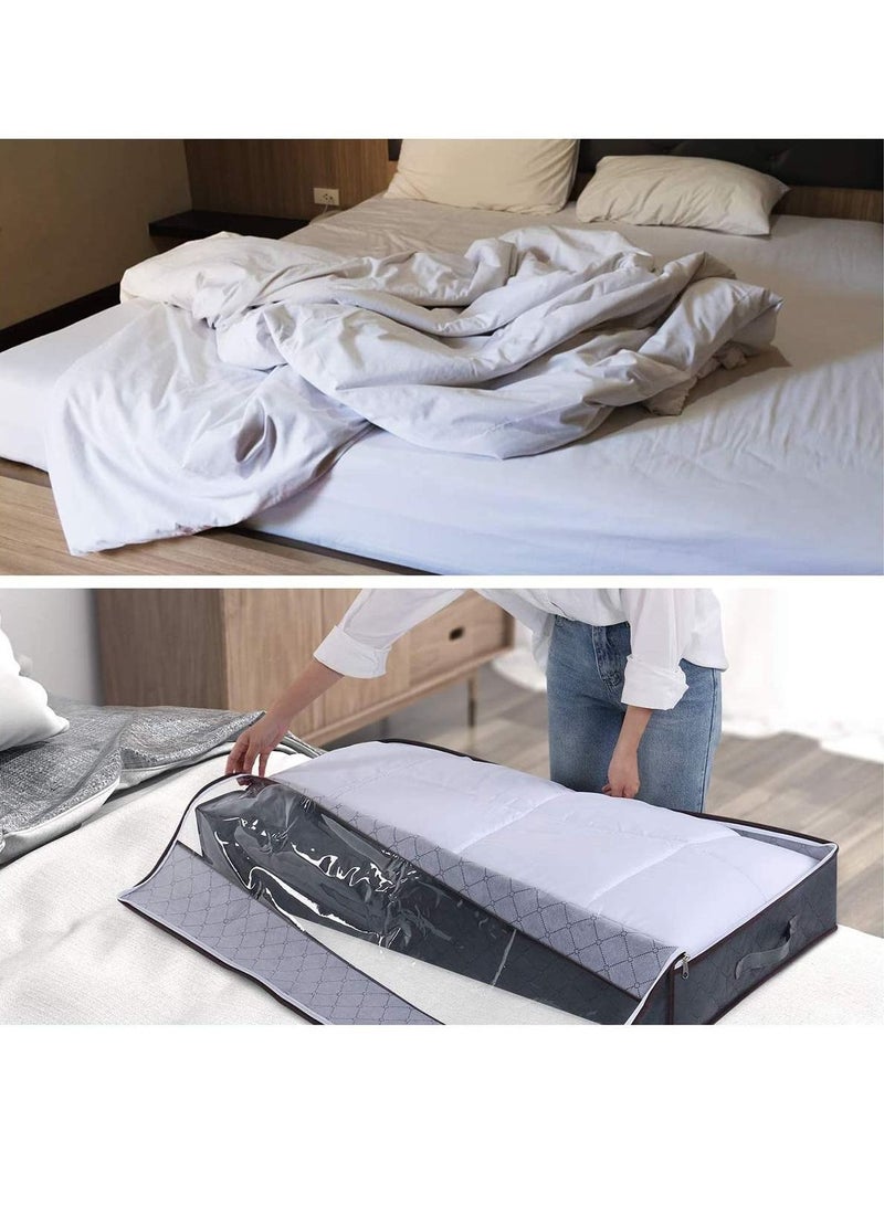 Y&D Storage bag Drawer Organizer Underbed Bag Reinforced Handle Upgrade Fabric for Comforters, Blankets, Bedding, Breathable Foldable 2 Pack - Image 4