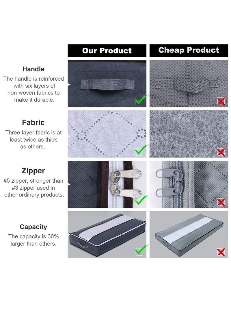 Y&D Storage bag Drawer Organizer Underbed Bag Reinforced Handle Upgrade Fabric for Comforters, Blankets, Bedding, Breathable Foldable 2 Pack - Image 2