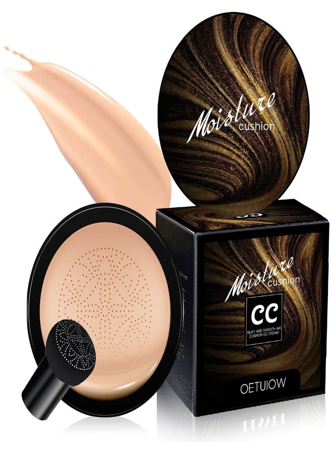 OETUIOW Mushroom Head Air Cushion CC Cream - New Upgraded BB Cream Face Makeup Foundation for Mature Skin Moisturizing Concealer Brighten Long-Lasting, Gold Packaging (Natural, 3.21 Ounce (Pack of 1)) - Image 1